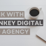 "Teb" logo with computer keys, laptop, coffee cup, and text "RANK WITH MONKEY DIGITAL SEO AGENCY."