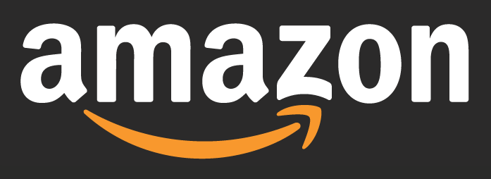 Amazon logo on black background.